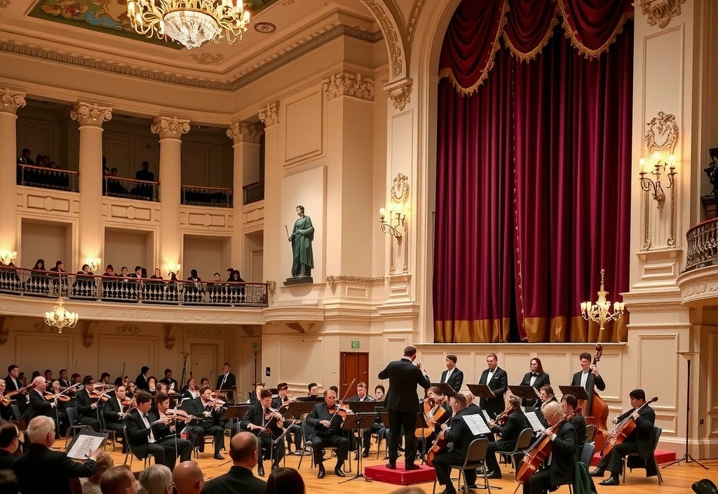 Orchestra sinfonica che suona in un teatro