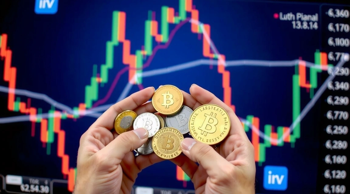 Mani che tengono monete e grafici finanziari