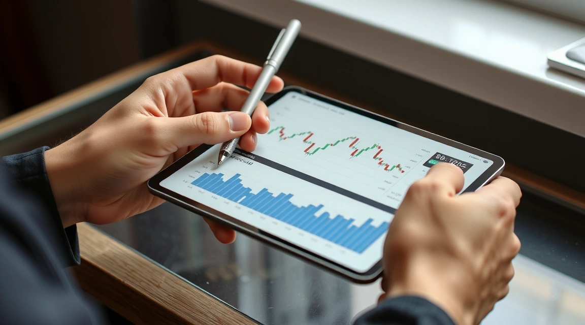 Persona che analizza dati finanziari su un tablet