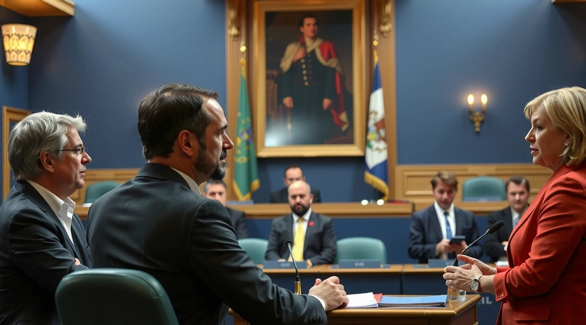 Dibattito parlamentare intenso con politici italiani che discutono