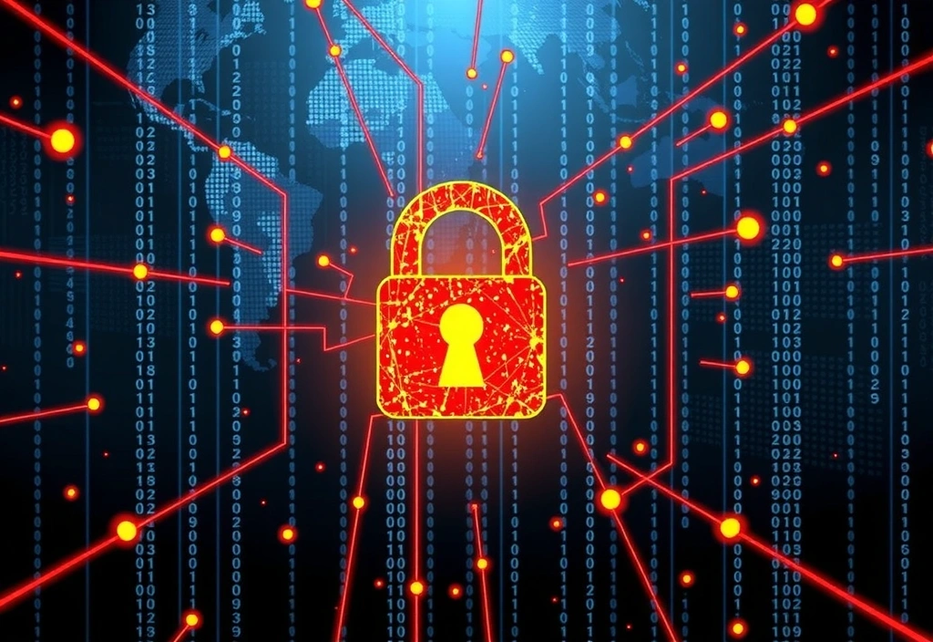 Simbolo di lucchetto digitale su sfondo di codice binario