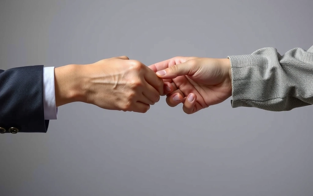 Mani che si stringono in segno di accordo e rispetto reciproco.