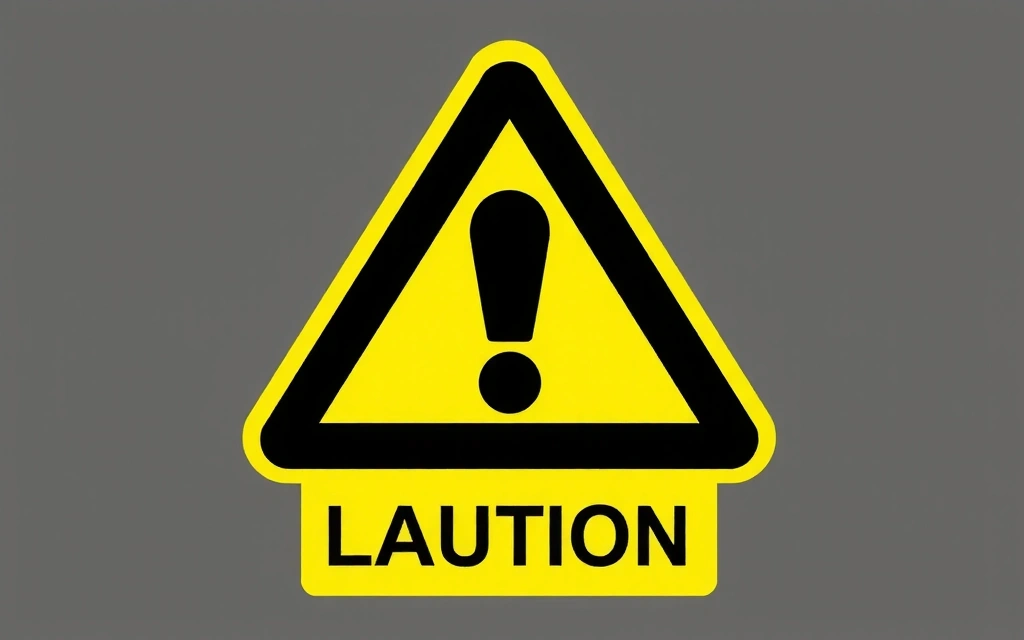 Segnale di avvertimento giallo con punto esclamativo, simbolo di limitazione di responsabilità.